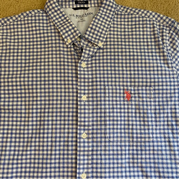 U.S. Polo Assn. XL Men’s size XL Royal blue and white check stretch - Picture 3 of 11